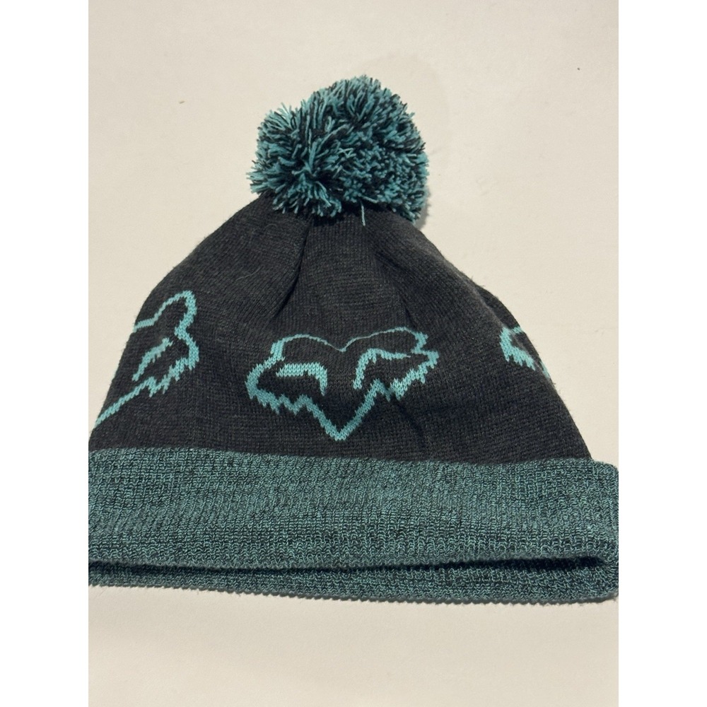 Fox Racing Winter Snow Board Ski Knit Teal  Beanie Hat One size